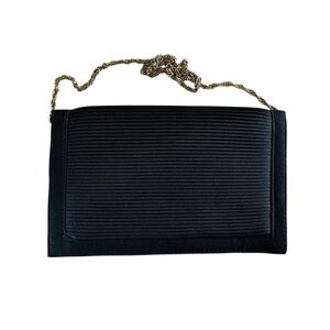 Walborg Black Bleated Evening Bag